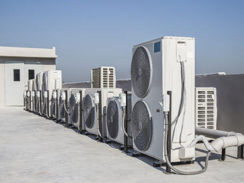 air condition outdoor unit compressor install outside a building